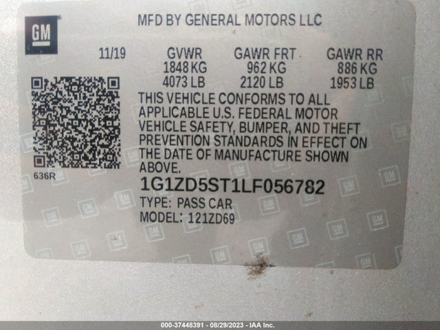 Chevrolet MALIBU LT 2020 1G1ZD5ST1LF056782 Image 9
