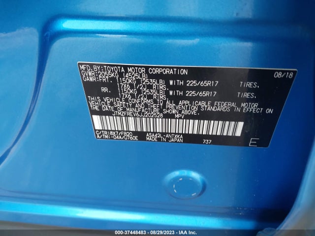 2018 TOYOTA RAV4 LE VIN: JTMZFREV6JJ202528