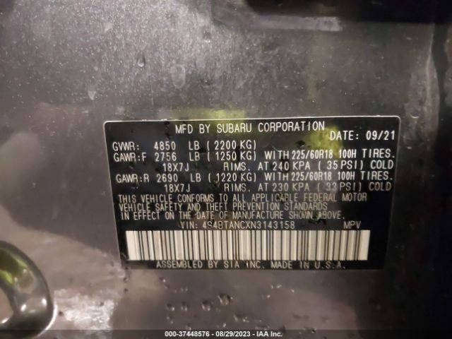 4S4BTANCXN3143158 Subaru Outback Limited
