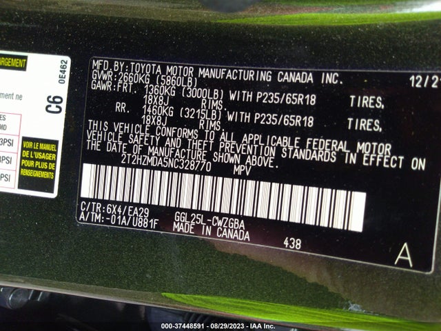 2T2HZMDA5NC328770 Lexus Rx Rx 350