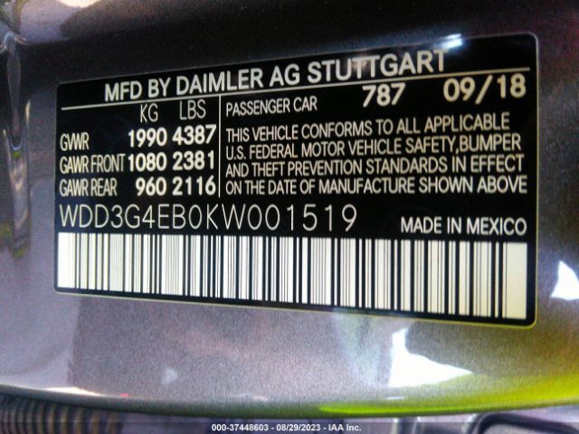 WDD3G4EB0KW001519 Mercedes-Benz A-class A 220
