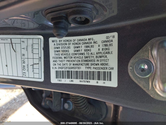 Honda Civic Lx 2018 2HGFC2F53JH537301 Image 9