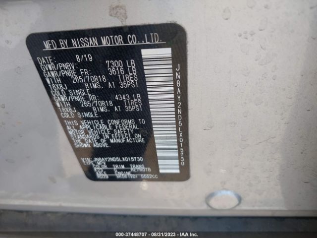 JN8AY2ND5LX015730 Nissan ARMADA SV