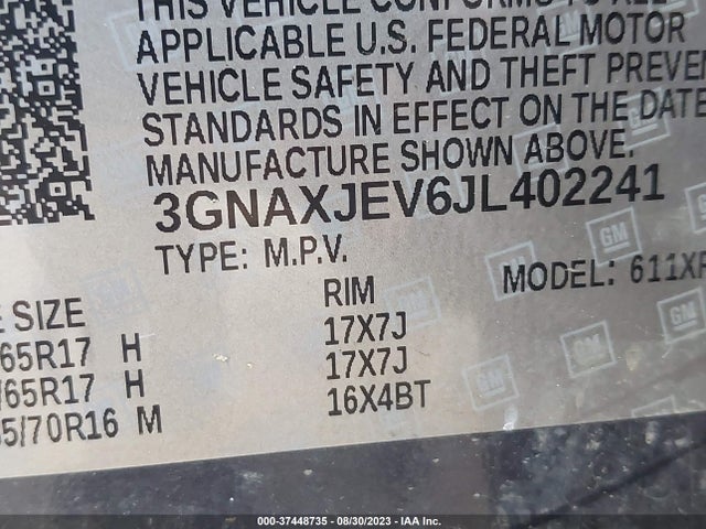 Chevrolet EQUINOX LT 2018 3GNAXJEV6JL402241 Image 9