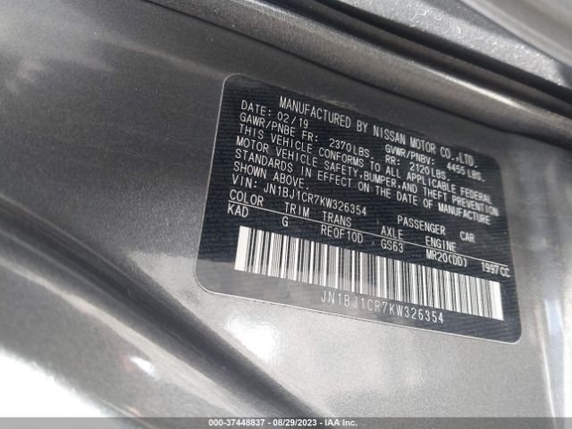 JN1BJ1CR7KW326354 Nissan Rogue Sport Sl