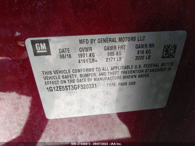 Chevrolet MALIBU LT 2016 1G1ZE5ST3GF320331 Image 9
