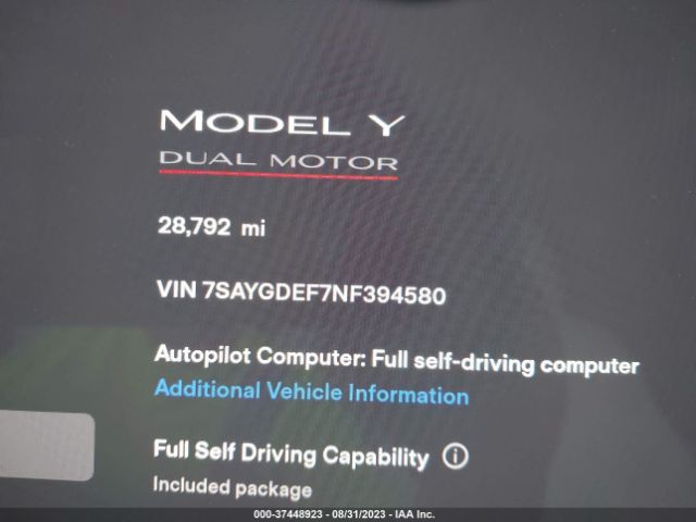 7SAYGDEF7NF394580 Tesla Model Y Performance