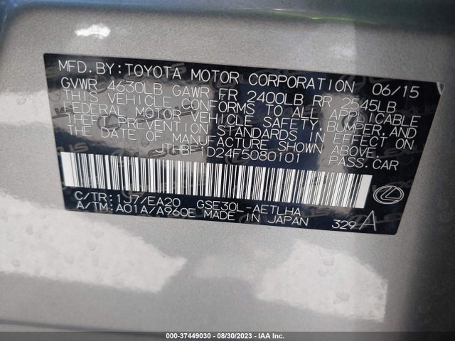 Lexus IS 250 2015 JTHBF1D24F5080101 Image 15