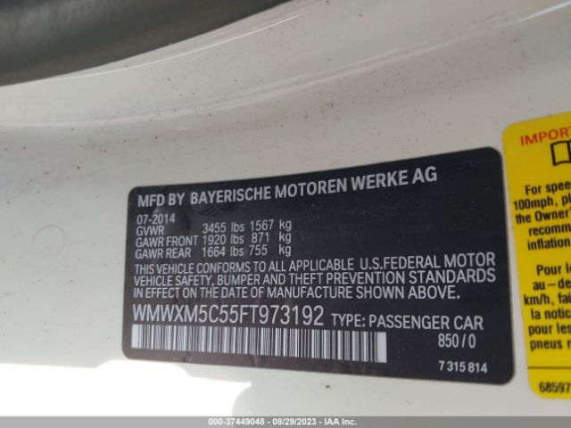 WMWXM5C55FT973192 Mini COOPER HARDTOP