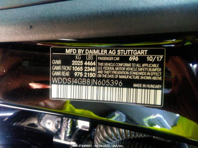 WDDSJ4GB8JN605396 Mercedes-Benz Cla Cla 250