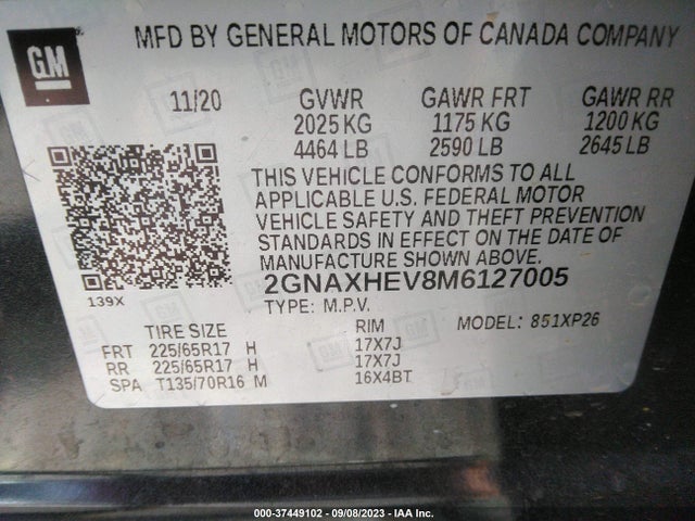 Chevrolet EQUINOX LS 2021 2GNAXHEV8M6127005 Image 9
