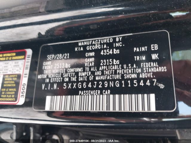 5XXG64J29NG115447 KIA K5 Gt-line