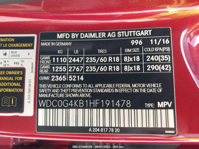 WDC0G4KB1HF191478 Mercedes-Benz Glc Glc 300