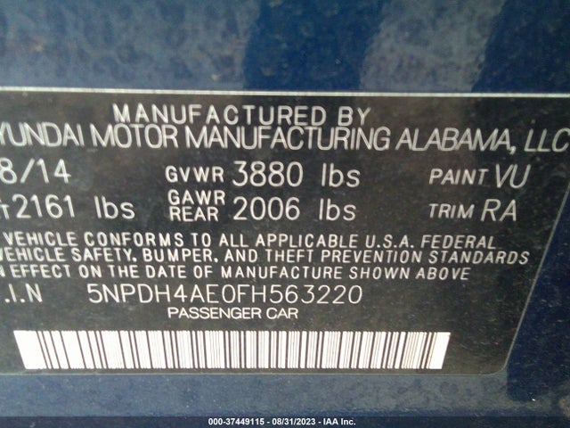 Hyundai ELANTRA SE 2015 5NPDH4AE0FH563220 Image 11