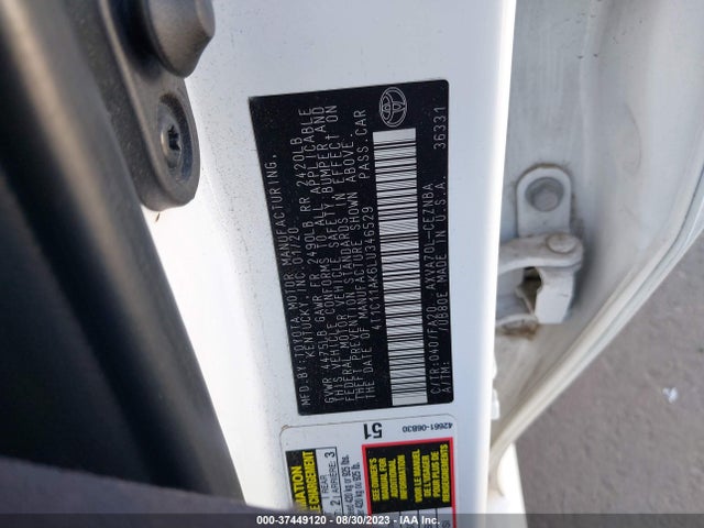 2020 TOYOTA CAMRY LE VIN: 4T1C11AK6LU346529