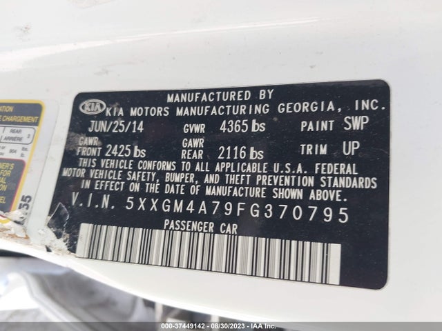 KIA Optima Lx 2015 5XXGM4A79FG370795 Image 9