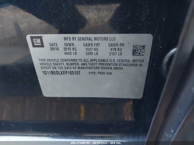 Chevrolet MALIBU LS 2015 1G11B5SLXFF165197 Image 9