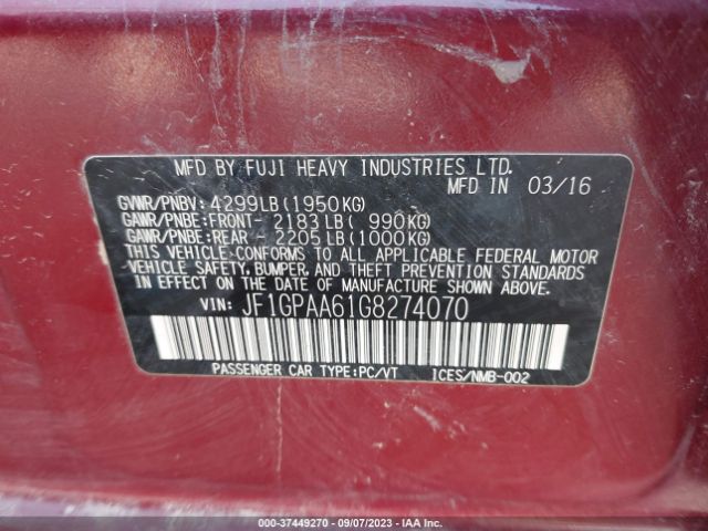 JF1GPAA61G8274070 Subaru Impreza Wagon 2.0i