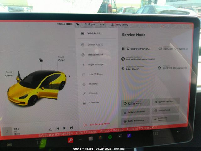 5YJ3E1EA1KF345564 Tesla Model 3 Range