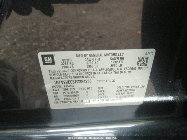 GMC Sierra 1500 Slt 2015 1GTV2VEC5FZ384233 Image 9
