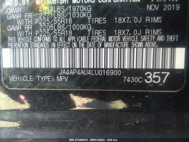 JA4AP4AU4LU016900 Mitsubishi Outlander Sport Se 2.0