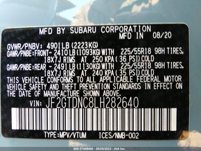 Subaru CROSSTREK HYBRID 2020 JF2GTDNC8LH282640 Image 15