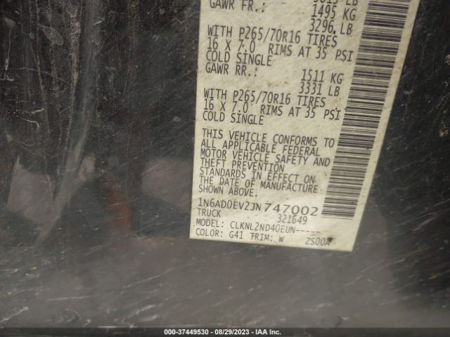 1N6AD0EV2JN747002 Nissan Frontier Sv V6