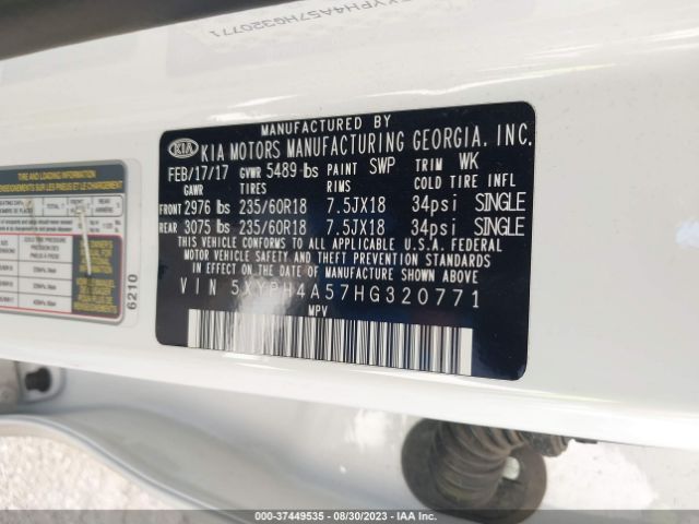 5XYPH4A57HG320771 KIA Sorento Ex V6