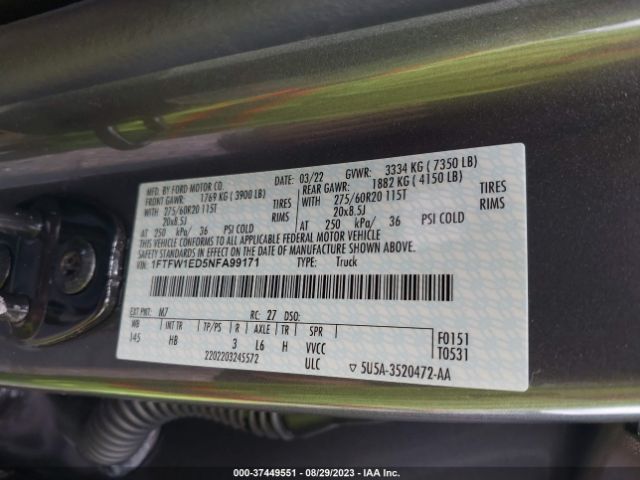 1FTFW1ED5NFA99171 Ford F-150 Xl/xlt/lariat