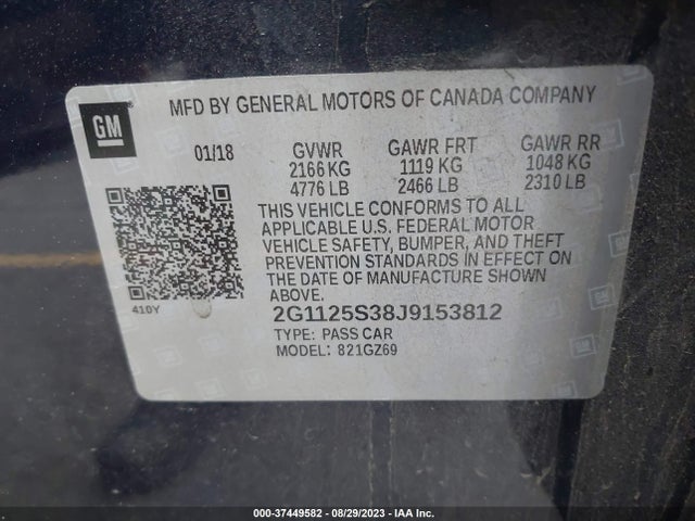 Chevrolet Impala Premier 2018 2G1125S38J9153812 Image 9
