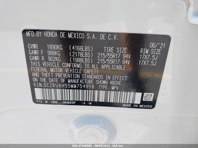Honda HR-V EX 2021 3CZRU6H55MM754958 Image 9