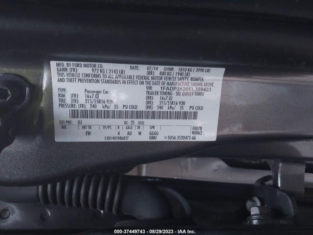 Ford FOCUS SE 2014 1FADP3K20EL359423 Image 9