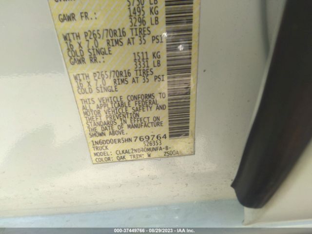 1N6DD0ER5HN769764 Nissan Frontier Sv V6