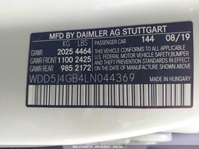 WDD5J4GB4LN044369 Mercedes-Benz Cla Cla 250