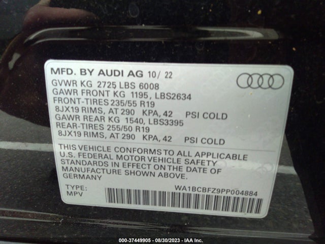 WA1BCBFZ9PP004884 Audi Q4 E-tron Premium Plus
