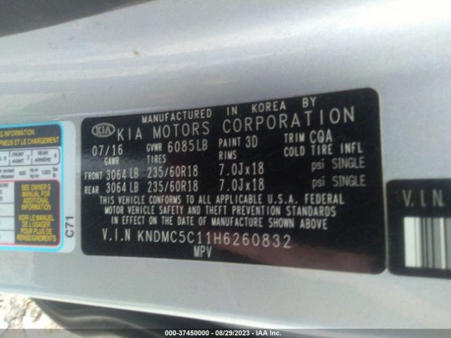 KNDMC5C11H6260832 KIA SEDONA EX