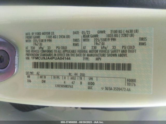1FMCU9JA4PUA04144 Ford Escape Platinum