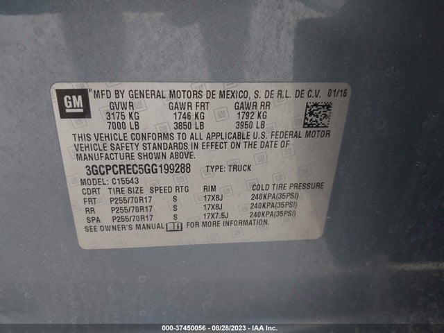 Chevrolet Silverado 1500 Lt 2016 3GCPCREC5GG199288 Image 9