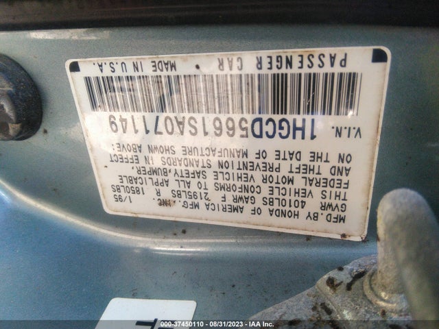 1995 HONDA ACCORD EX VIN: 1HGCD5661SA071149