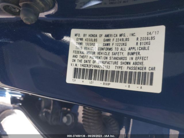 1HGCR2F34HA213153 Honda Accord Sedan Lx