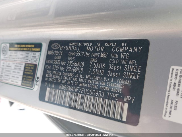 Hyundai Santa Fe Gls 2014 KM8SM4HF7EU060933 Image 9