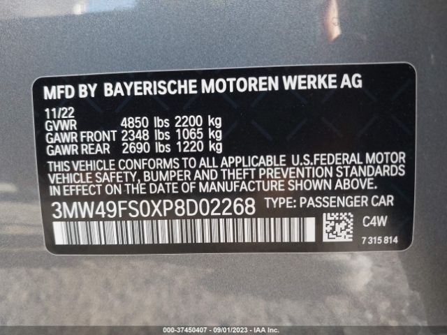 3MW49FS0XP8D02268 BMW 3 Series M340i