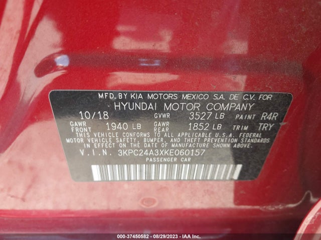 Hyundai ACCENT SE 2019 3KPC24A3XKE060157 Image 9