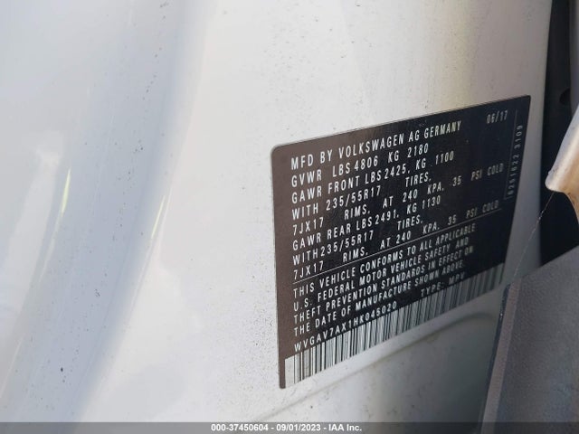 WVGAV7AX1HK045020 Volkswagen TIGUAN