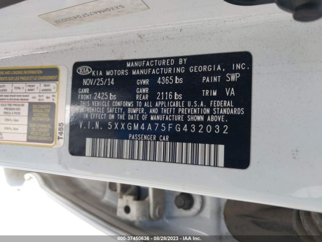 5XXGM4A75FG432032 KIA Optima Lx