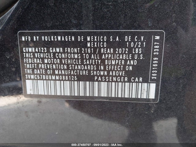 3VWC57BU8MM088125 Volkswagen Jetta S/se/r-line