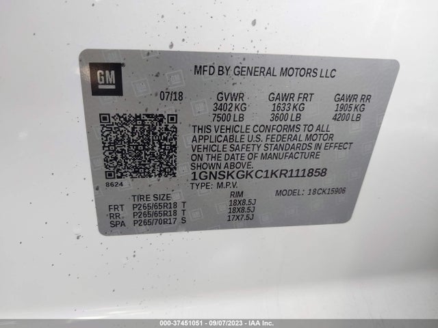 Chevrolet Suburban Ls 2019 1GNSKGKC1KR111858 Image 9