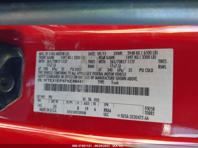 1FTEX1EPXFKE86441 Ford F-150 Xlt/xl/lariat