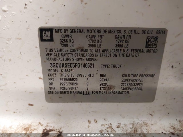 Chevrolet Silverado 1500 1lz 2015 3GCUKSEC5FG146621 Image 9