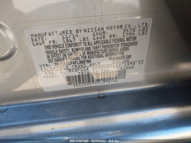 3N1CE2CP4FL398766 Nissan Versa Note Sr